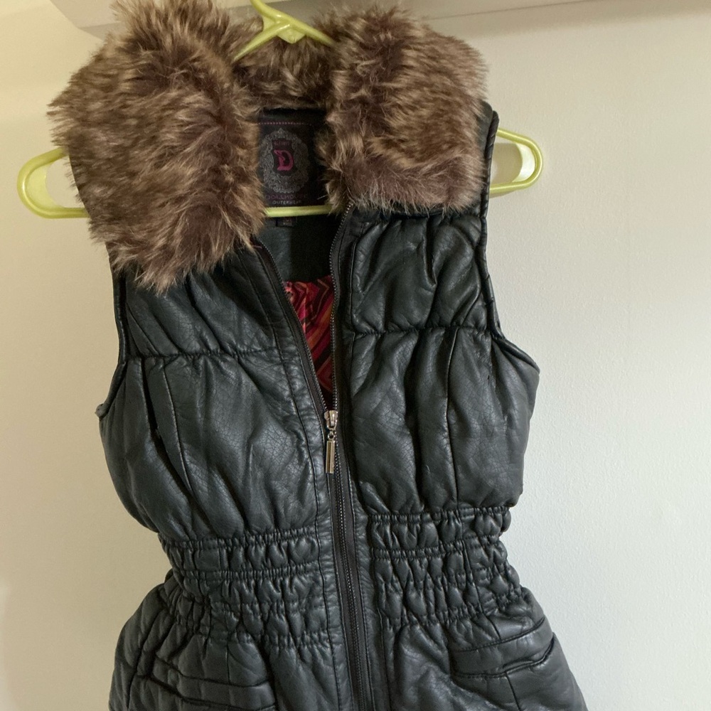 Dollhouse Black Faux Fur Trimmed Outerwear